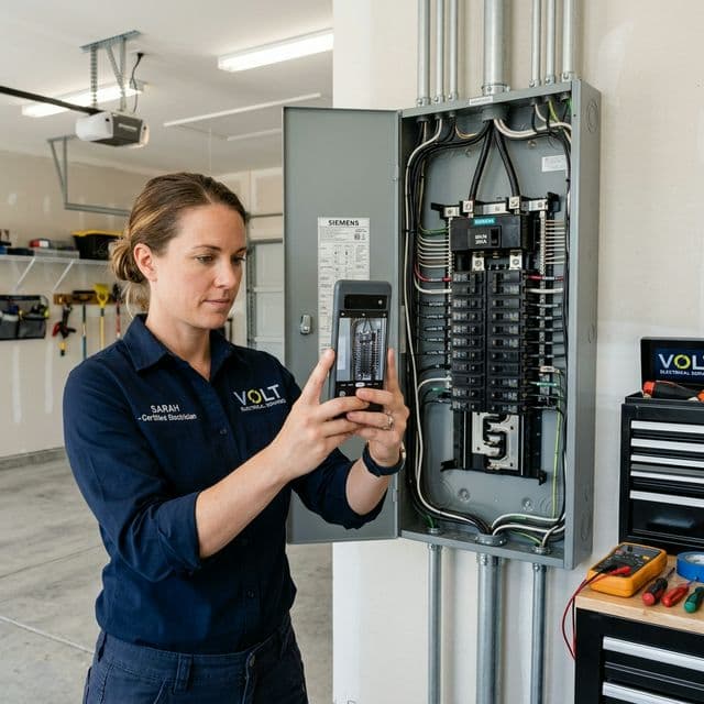Electrical technician documenting their work with FieldReel