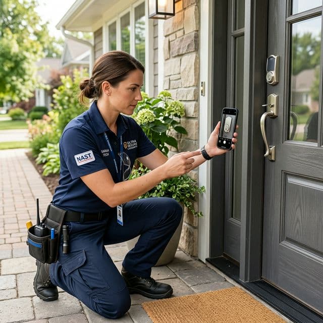 Locksmith technician documenting their work with FieldReel